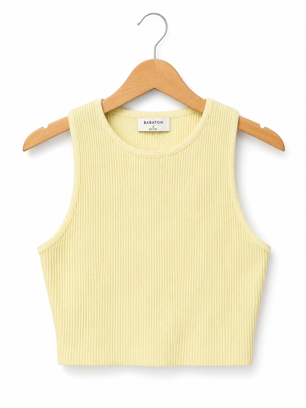 Babaton by Aritzia Butter Yellow Ribbed Cropped Tank Top Size S
